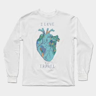 world map heart Long Sleeve T-Shirt